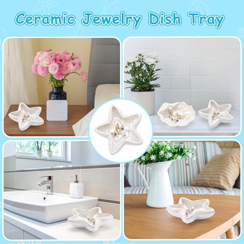 Coastal Ceramic Jewelry Dish Tray - Starfish Ring Holder