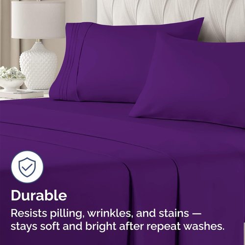 King Standard Pillow Cases - Soft Hotel Quality Pillowcase Covers | 4-Piece Set in Purple - Machine Washable