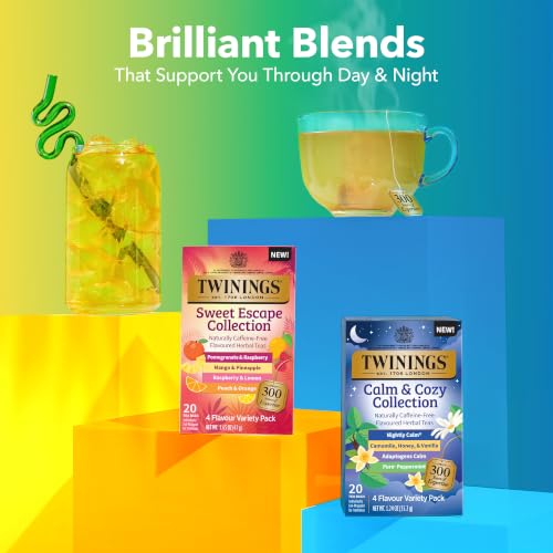 Twinings Calm & Cozy Bedtime Herbal Tea Variety Pack, 120 Tea Bags (6 x 20)