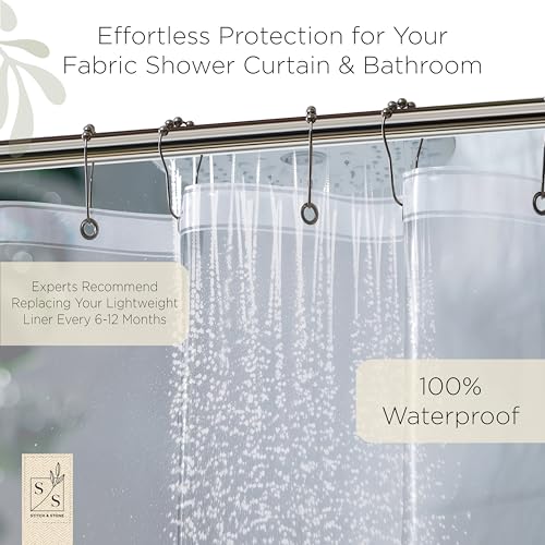 Stitch & Stone Clear Lightweight Shower Curtain Liner 70x72 Inches with Weighted Magnets, Pack of 1