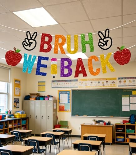 Pre-Assembled 'Bruh We Back' Banner for Back to School Decorations