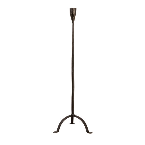Creative Co-Op 20" H Hand-Forged Cast Metal Footed Taper Holder, Black