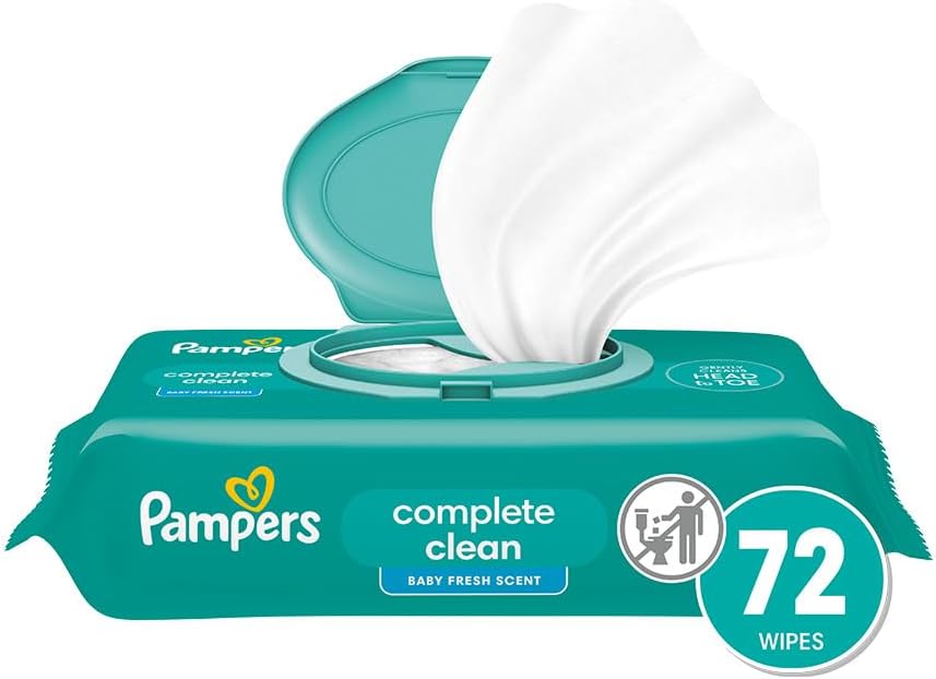 Pampers Baby Wipes - Complete Clean Fresh Scented Wipes for Gentle Head-to-Toe Care | 72 Count