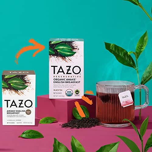 Tazo Awake English Breakfast Tea Bags - Organic Black Tea, 16 Count, Pack of 2