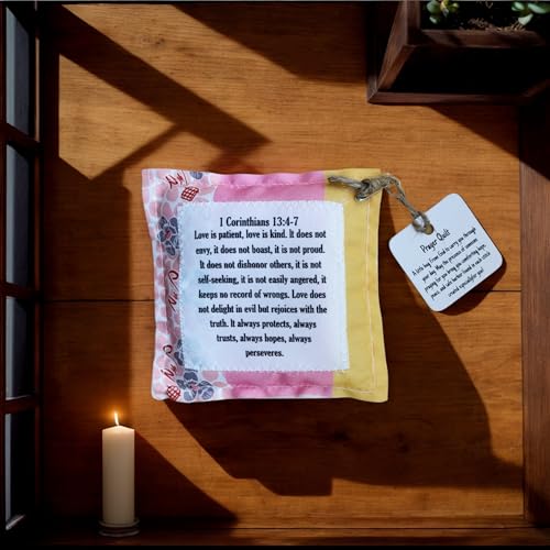 Inspirational Pocket Prayer Quilt - 4x4 Inches with Cross Design