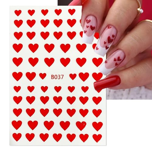 TailaiMei Heart Nail Stickers Colorful Glitter Self-Adhesive Nail Decals