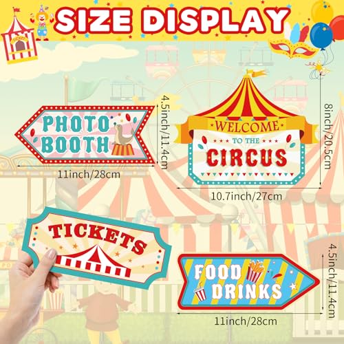 Circus Carnival Party Directional Signs 20 Pcs Birthday Decor