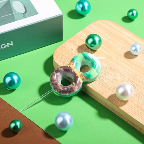 Green Pixel Birthday Cake Candle - Fun Number Topper for Parties
