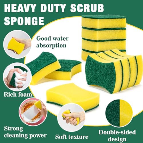 MAQIHAN 18PCS Heavy Duty Kitchen Scrub Sponges for Dishes