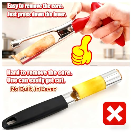 Stainless Steel Apple Corer Tool with Serrated Edge - Easy Grip