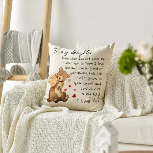 Daughter Throw Pillow Cover 18x18 - Christmas Gift for Her