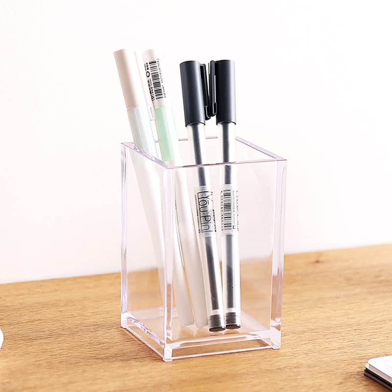 3 Pack Clear Acrylic Makeup Brush Holder and Desk Pencil Cup Organizer