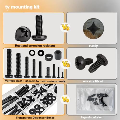 Universal TV Mounting Hardware Kit - M4 M5 M6 M8 Screws for VESA Mounts