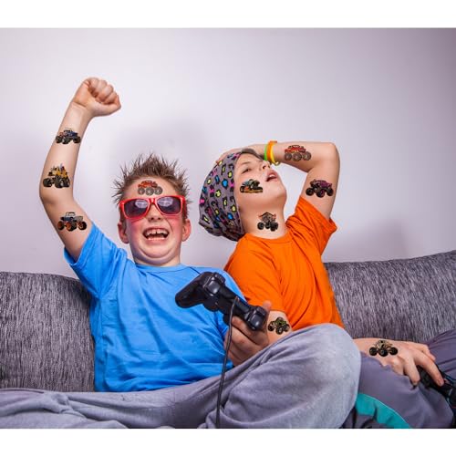 Monster Truck Temporary Tattoos for Kids - 10 Sheets Waterproof Party Favors