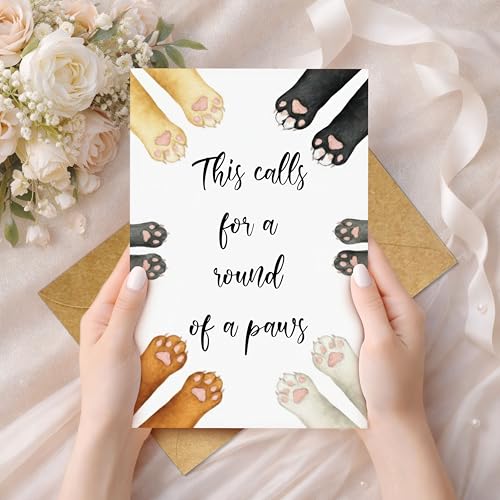 Graduation Cat Lover Card - Round of Paws Congrats with Envelope