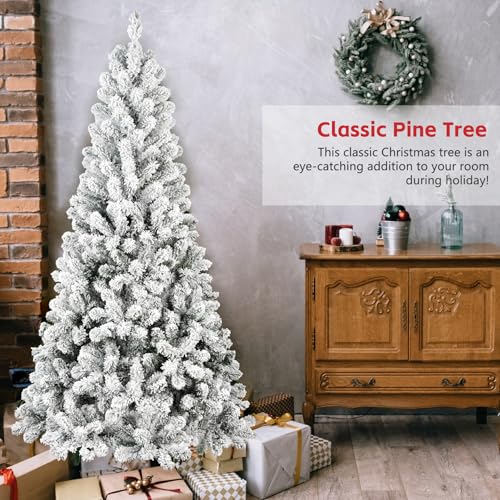 Flocked Unlit 5ft Artificial Christmas Tree with Snowy Look and Premium PVC Branches - Indoor Holiday Decor