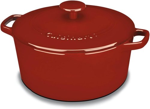 Cuisinart Enameled Cast Iron Round Casserole - 5-Quart in Cardinal Red for Perfect Cooking