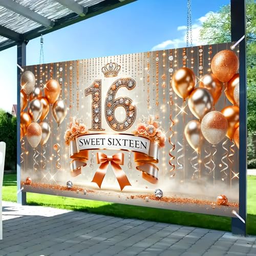 Nuxovilar 16th Birthday Sparkle Banner - 71x43 Inch Polyester Decor