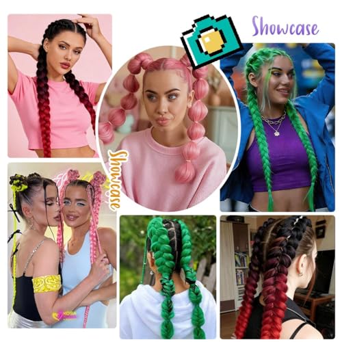Rosmile 2 Pack 26 Inch Braid Ponytail Extension with Elastic Tie