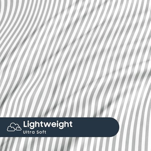 Wake In Cloud Striped Pillow Cases Set of 2 - Gray White, 20x26 Inches