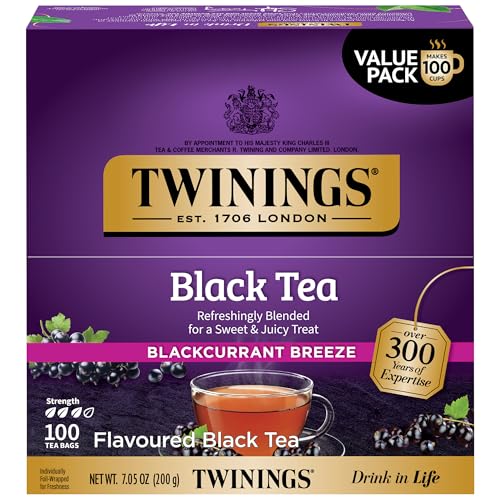 Twinings Blackcurrant Breeze Black Tea, 100 Individually Wrapped Bags