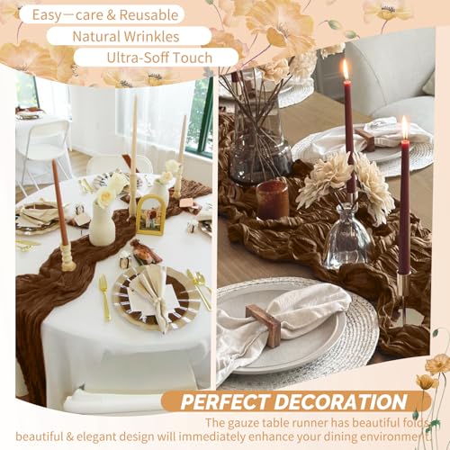 Brown Cheesecloth Table Runner Set - 4 Pack, 17x108 Inches