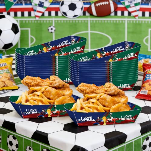 NIhtian 12 Pack Soccer Popcorn Boxes Disposable Paper Snack Trays for Birthday Party