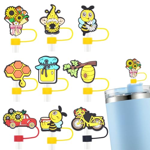 Silicone Straw Cover Cap for Stanley Cup - 9pcs Dust-Proof Toppers