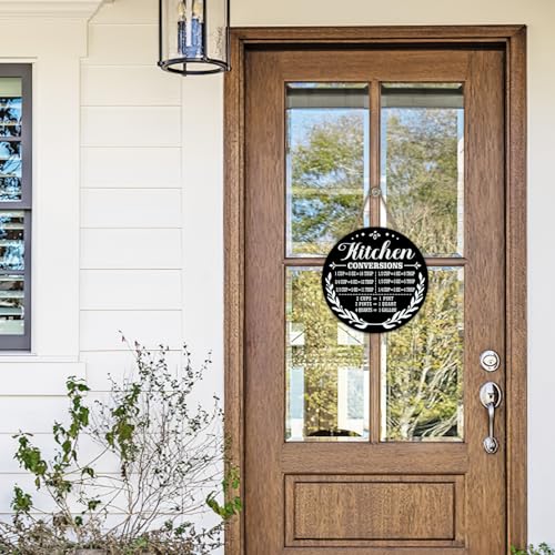 Kitchen Conversions Chart Wooden Door Sign - 12x12 Rustic Wreath
