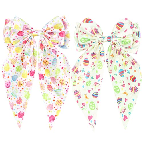 GAFATORY Large Easter Hair Bows with Non-Slip Barrettes - 2 PCS