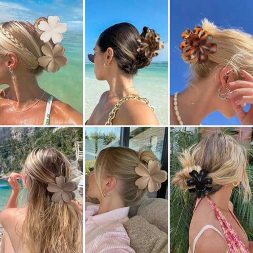 SMKSL 6 Pcs Flower Hair Claw Clips Hawaiian Floral Non-Slip Hair Accessories