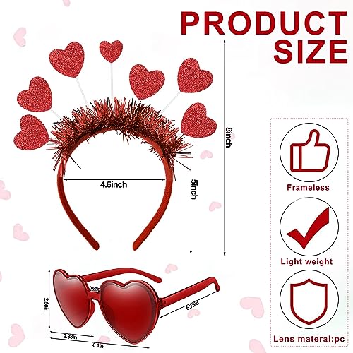 Red Heart Headband and Heart Sunglasses Set for Valentine Party
