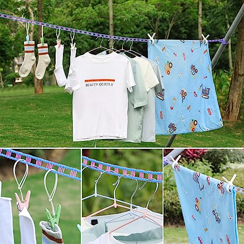 HISAFA 3-Pack Windproof Clothesline, 16ft Portable Laundry Drying Rope