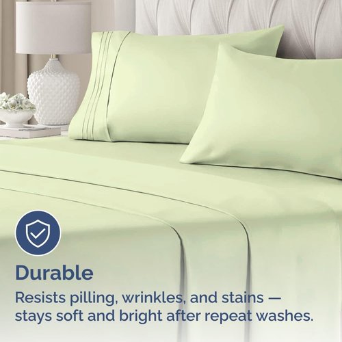 King Standard Pillow Cases Set of 4 - Soft Hotel Quality Covers - Comfy Light Sage Green Bedding for All Ages