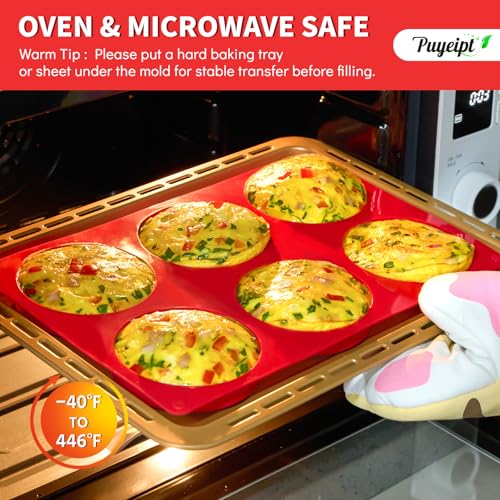 Puyeipt 4-Inch Silicone Muffin Top and Egg Molds, 2-Pack, Non-Stick