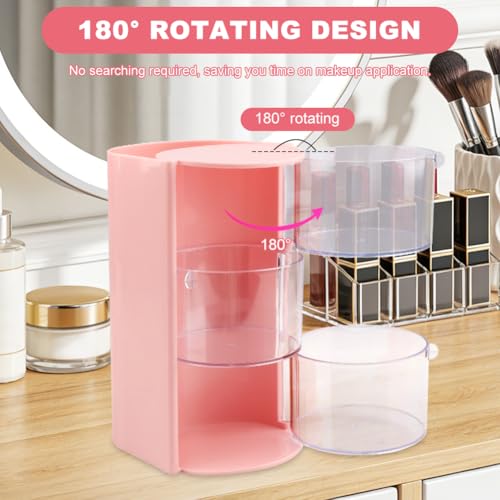 3-Layer Rotatable Hair Accessories Organizer - Pink Hair Brush Holder