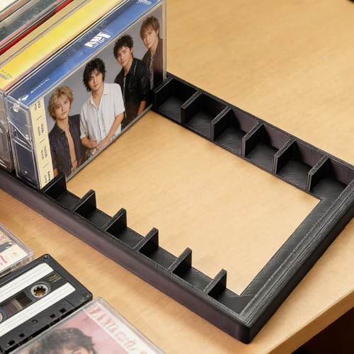 GRETJOB 10-Slot Cassette Tape Storage Rack - Durable Organizer