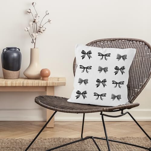 Black Bow Throw Pillow Cover 18x18 | Girly Room Decor