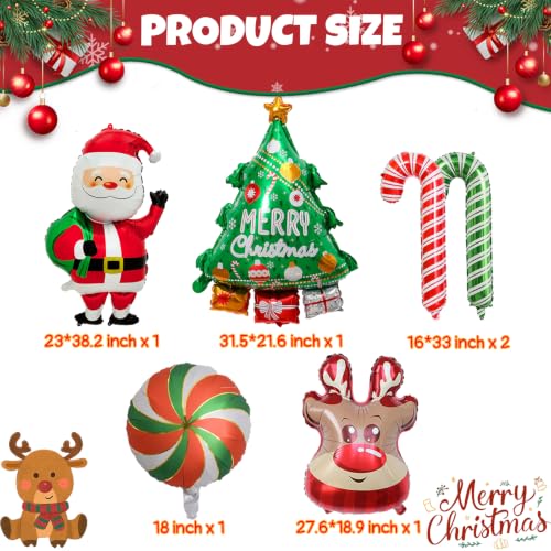 Christmas Foil Balloons Set with Santa Reindeer Tree Candy Decorations