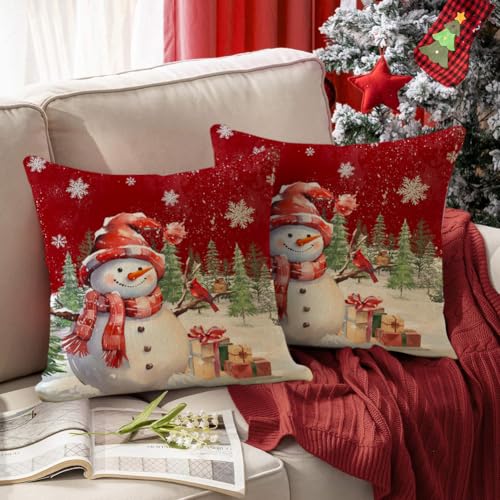 RABUSOFA Christmas Snowman Pillow Cover 18x18 - Holiday Decor