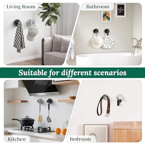 Verwohnt Suction Cup Hooks for Shower - No Drill, 2 Pack
