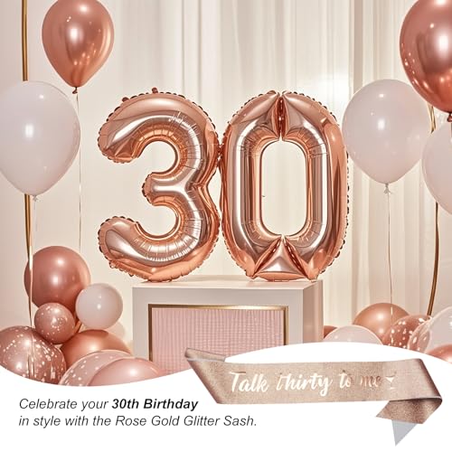 Rose Gold Glitter 30th Birthday Sash for Women - Elegant Party Decor