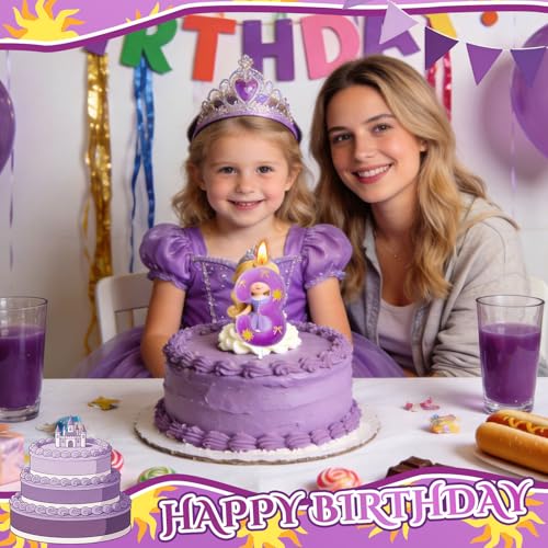 Purple Number 3 Birthday Candle - Fun Sun Cake Decoration