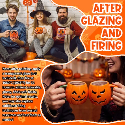 Halloween Paint Your Own Mug Set - Pumpkin Pals with Painting Kit, 4 Pack