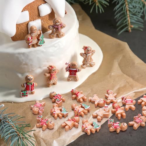 60 Pcs Gingerbread Miniature Figurines for Christmas Decor