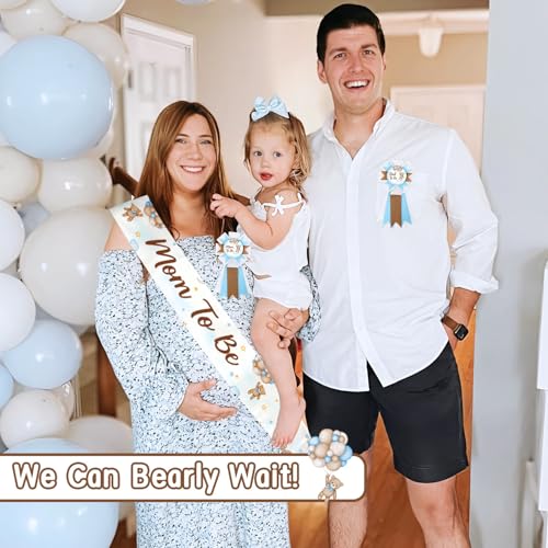 Lopeastar Baby Shower Sash Set for Mom & Dad - Bear Theme, Adjustable, Keepsake Gift