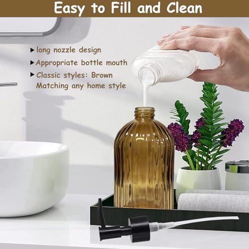 YYTSGG Black Glass Soap Dispenser - 13.5oz Refillable Lotion Pump