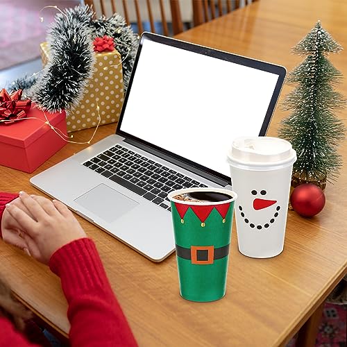 Santa Claus Christmas Coffee Cups 16 oz - 100 Disposable Paper Cups with Lids