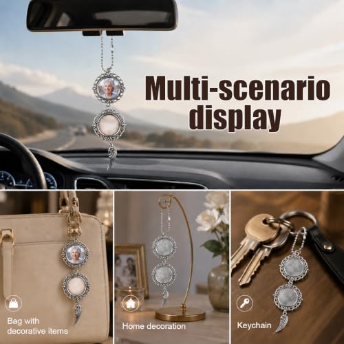 Personalized Memorial Car Rear View Mirror Charm with Custom Photo Frames