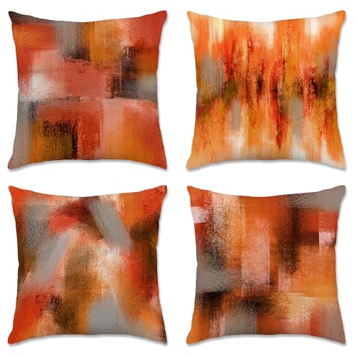 Hexagram 18x18 Burnt Orange Throw Pillow Covers (Set of 4)